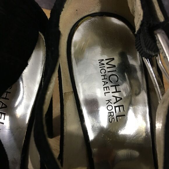Michael Kors Size 8M Black Suede Peep Toe Platform Heels - Picture 5 of 6